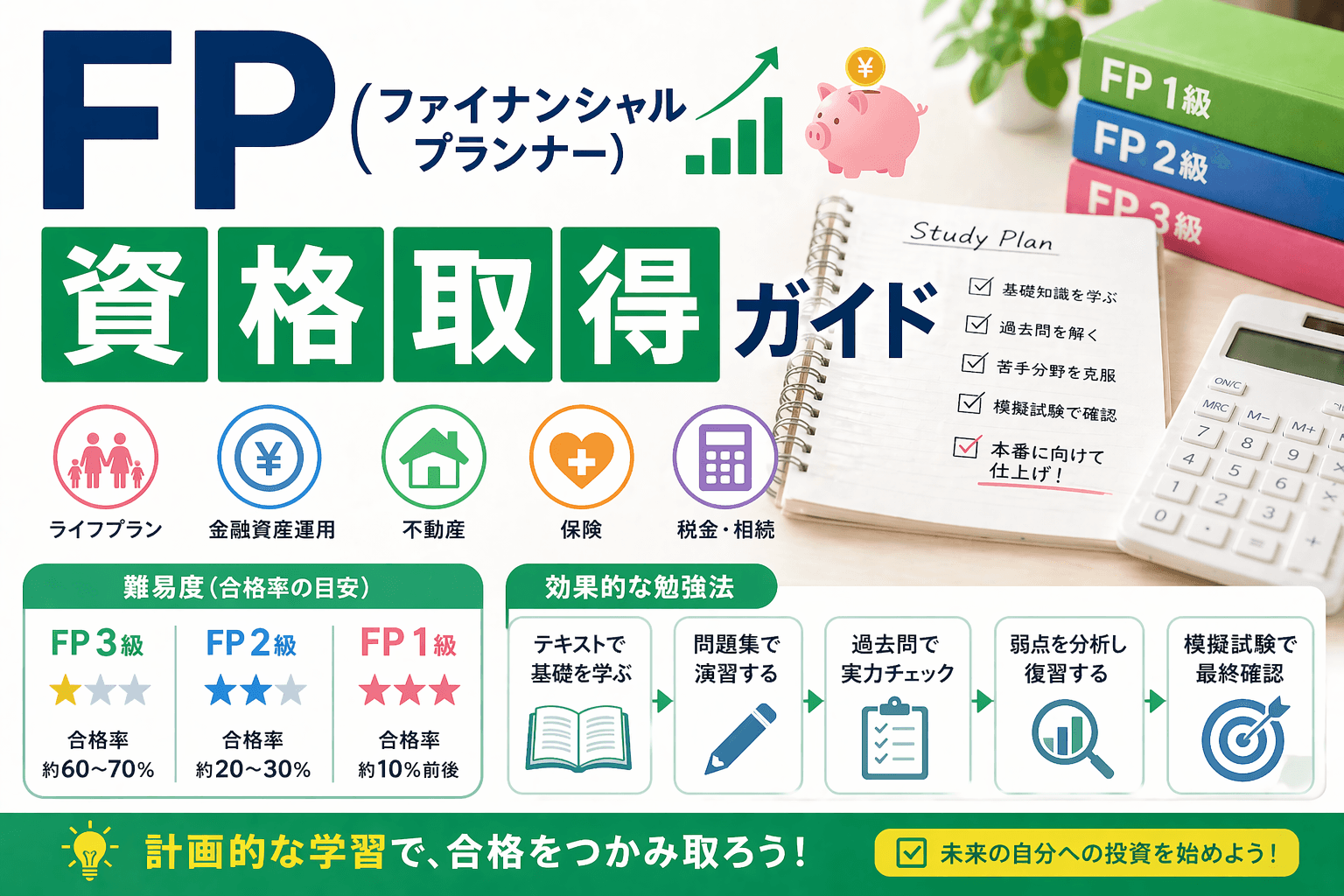FP(ファイナンシャルプランナー)資格取得ガイド|難易度と勉強法