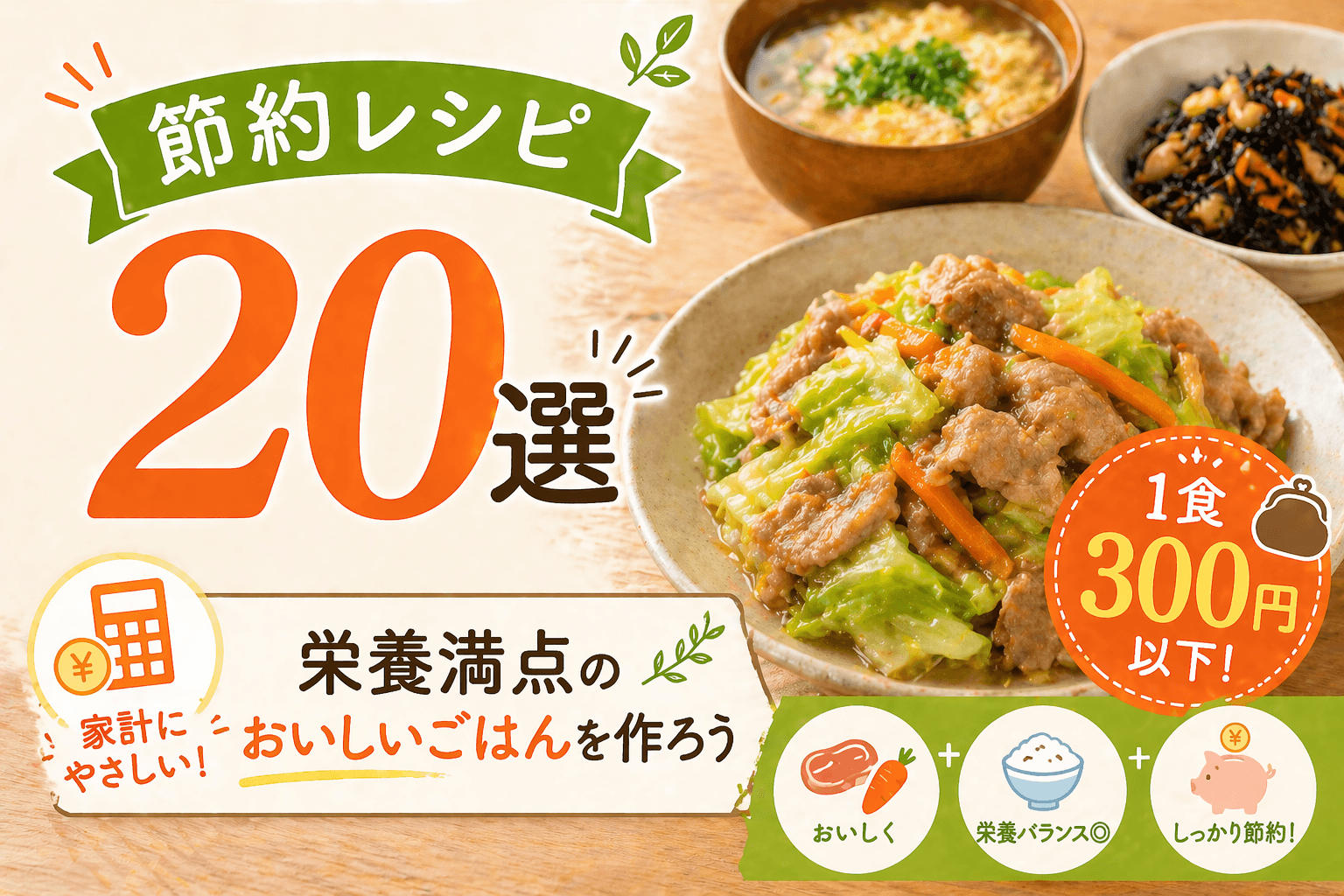 節約レシピ20選|1食300円以下で栄養満点のおいしいごはんを作ろう