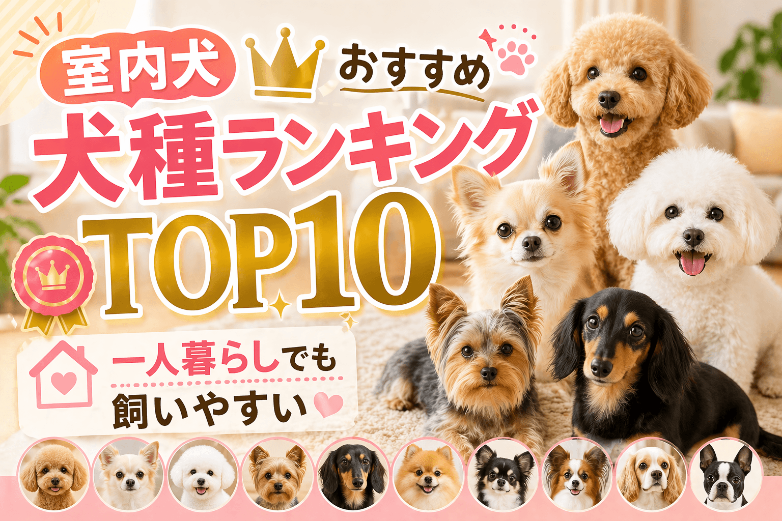 室内犬おすすめ犬種ランキングTOP10|一人暮らしでも飼いやすい