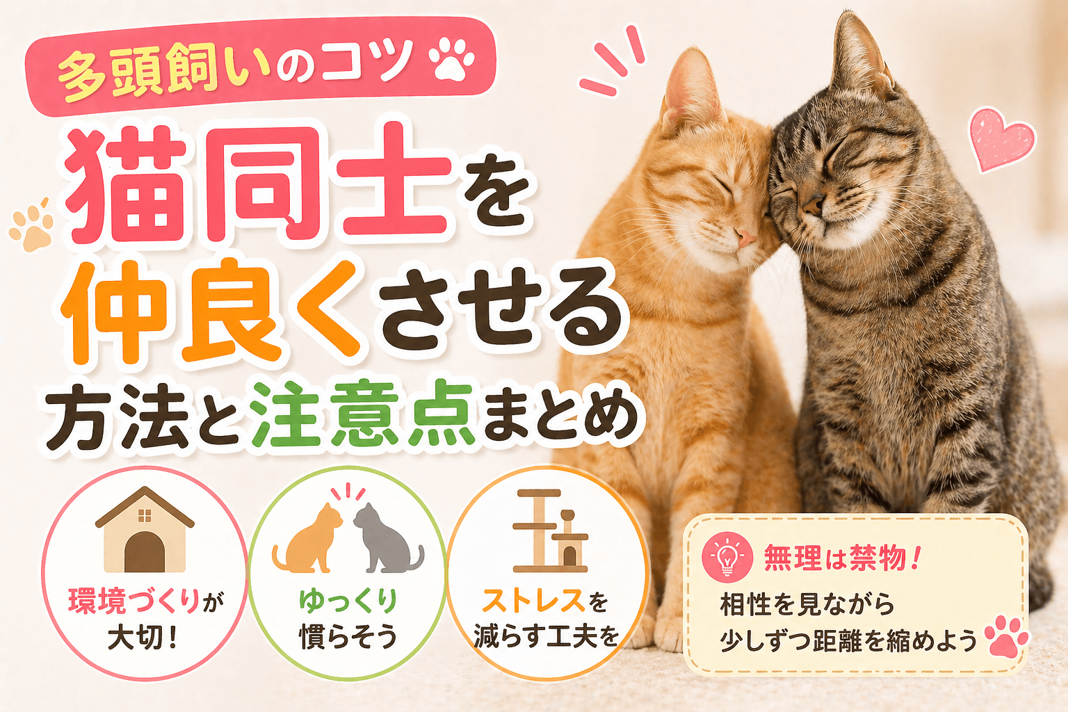 多頭飼いのコツ|猫同士を仲良くさせる方法と注意点まとめ